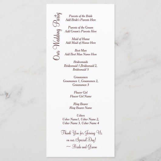 Rustique Pays Twine Coeur Programmes de mariage (Dos)