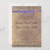 Rustique Pays Vintage Mariage Invitations pourpre (Devant)