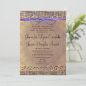 Rustique Pays Vintage Mariage Invitations pourpre  (Debout devant)