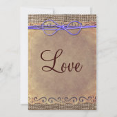 Rustique Pays Vintage Mariage Invitations pourpre  (Dos)