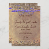 Rustique Pays Vintage Mariage Invitations pourpre  (Devant / Derrière)