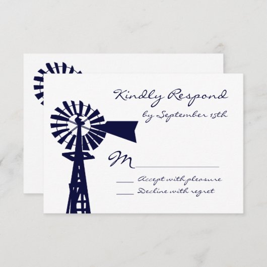 Rustique Pays Windmill Marine Mariage RSVP Cartes (Devant / Derrière)