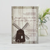 Rustique Pays Windmill Wood Wedding Invitations (Debout devant)