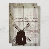 Rustique Pays Windmill Wood Wedding Invitations (Devant / Derrière)