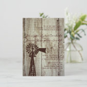 Rustique Pays Windmill Wood Wedding Invitations (Debout devant)