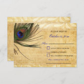 Rustique Peacock Feather mariage rsvp 3,5 x5 (Devant / Derrière)