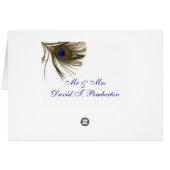 Rustique Peacock Plumes Mariage Cartes de Place (Dos Horizontal)
