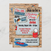 Rustique Pêche Anniversaire Fête Twins Invitations (Devant / Derrière)