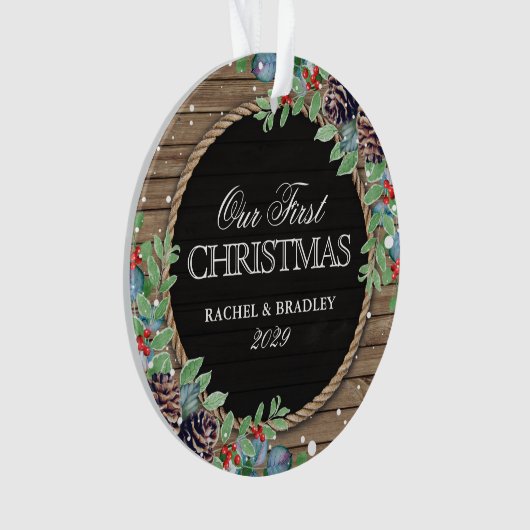 Rustique personnalisé Notre premier hiver de Noël (devant)