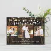 Rustique Photo de Faire-Part avec Bois Foncé & Lum (Debout devant)