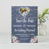 Rustique Photo Floral Wedding Enregistrer La Carte (Debout devant)