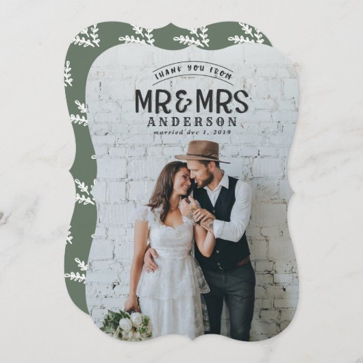 Rustique photo merci carte faire-part mariage (Devant / Derrière)