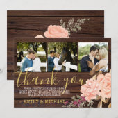 Rustique PHOTO Merci Cartes Peach Roses (Devant / Derrière)