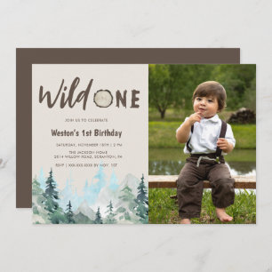 Rustique Photo Wild Un 1er anniversaire Invitation