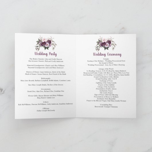 Rustique Plum Peonies Antlers Programme de mariage (Intérieur)