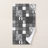 Rustique, Populaire, Noir et blanc, Patchwork, Sim (Serviette à main)