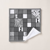 Rustique, Populaire, Noir et blanc, Patchwork, Sim (Gant de toilette)