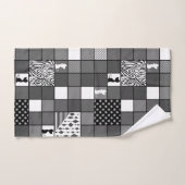 Rustique, Populaire, Noir et blanc, Patchwork, Sim (Serviette à main)