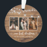 Rustique Premier Noël M. Mme Photo Collage Lumière<br><div class="desc">Première Noël rustique M. Mme Photo Collage Lights Ornament en céramique - Quelle belle façon de se souvenir de votre premier Noël en tant que M. et Mme Vous vous souviendrez de cette période spéciale chaque année où vous décorez votre arbre de Noël.Ornament ferait un cadeau réfléchi pour être chéri...</div>
