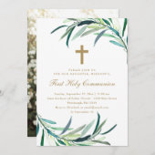 Rustique Première sainte communion Invitation phot (Devant / Derrière)