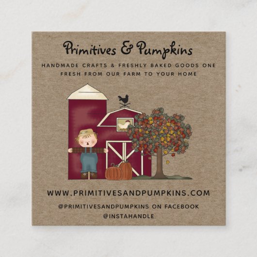 Rustique Primitive Pays Carte de visite Automne (Devant)