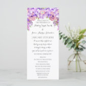 Rustique Purple Lavender Floral Wedding Programme (Debout devant)