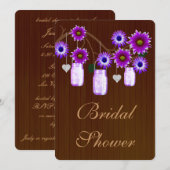 Rustique Purple Mason Jars Invitation de la douche (Devant / Derrière)