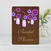 Rustique Purple Mason Jars Invitation de la douche (Debout devant)