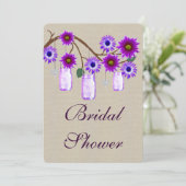 Rustique Purple Mason Jars Invitation de la douche (Debout devant)