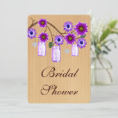 Rustique Purple Mason Jars Invitation de la douche (Debout devant)