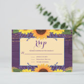 Rustique Purple Or dentelle tournesol mariage RSVP (Debout devant)