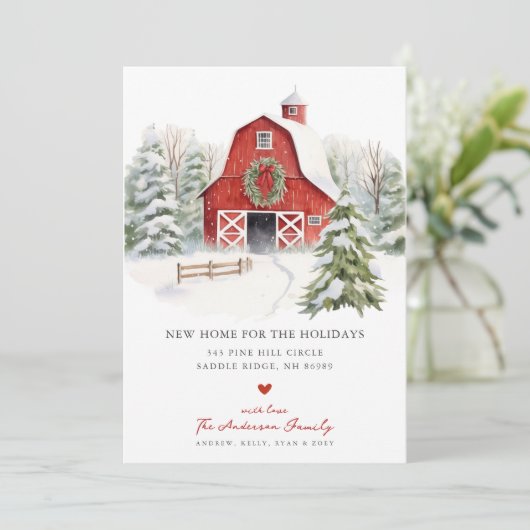 Rustique Red Grange Moving Faire-part (Debout devant)