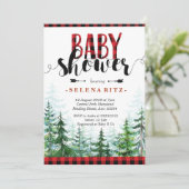 Rustique Red Plaid Boy Baby shower Invitation (Debout devant)