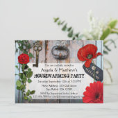 Rustique Romantique Floral Bois Invitation (Debout devant)