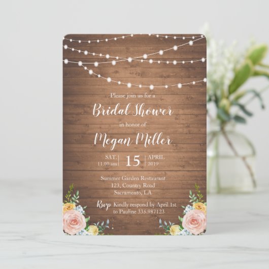 Rustique romantique invitation à la douche nuptial (Debout devant)