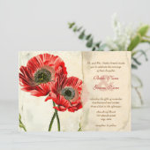 Rustique Romantique Red Poppy Mariage Invitations (Debout devant)