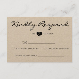 Rustique Romantique Suite mariage carte RSVP
