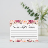 Rustique Rose Floral Date Nuit Idées Cartes (Debout devant)