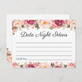 Rustique Rose Floral Date Nuit Idées Cartes (Devant / Derrière)