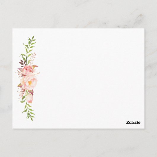 Rustique rose Floral Lieu Cadre Carte de remerciem (Dos)