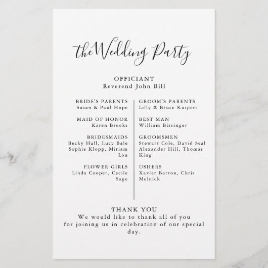 Rustique Rose Gold Floral Wedding Programme (Dos)
