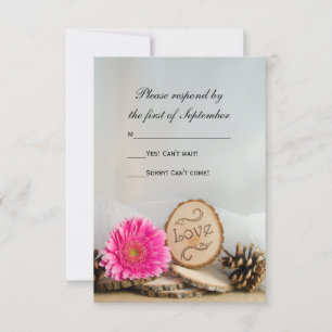 Rustique rose pâle bois de mariage RSVP réponse