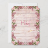 Rustique Rose rose Bois Élégante Invitations de ma (Dos)