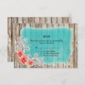 Rustique rose rose Turquoise Burlap RSVP rpr1 (Devant / Derrière)