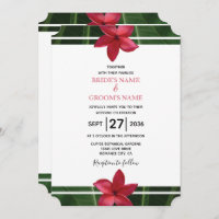 Rustique Rouge Frangipani Plumeria Invitations de 