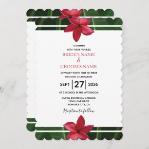 Rustique Rouge Frangipani Plumeria Invitations de 