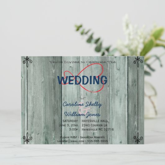 Rustique rouge infinité Faire-part de mariage coeu (Debout devant)