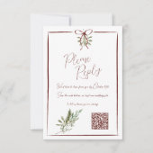 Rustique rouge main Lettré Mariage d'hiver QR RSVP (Devant)