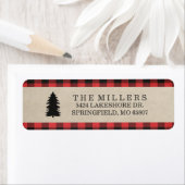 Rustique Rouge Plaid Étiquettes de adresse de vaca (En situation)