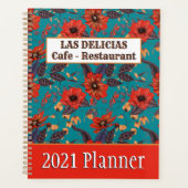 Rustique Rouge Turquoise Floral Petites entreprise (Devant)